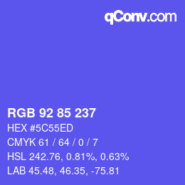 Color code: RGB 92 85 237 | qconv.com