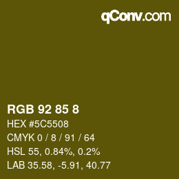 Color code: RGB 92 85 8 | qconv.com