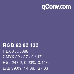 颜色代码: RGB 92 86 136 | qconv.com
