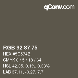 カラーコード: RGB 92 87 75 | qconv.com