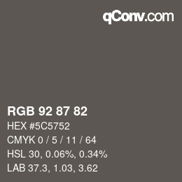カラーコード: RGB 92 87 82 | qconv.com