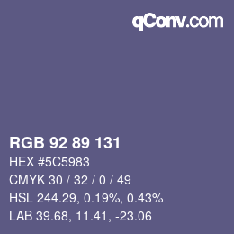 Color code: RGB 92 89 131 | qconv.com