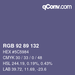 カラーコード: RGB 92 89 132 | qconv.com