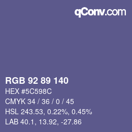 カラーコード: RGB 92 89 140 | qconv.com