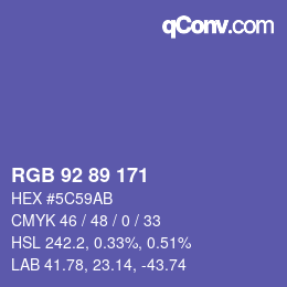 カラーコード: RGB 92 89 171 | qconv.com