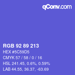 Color code: RGB 92 89 213 | qconv.com