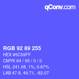 Color code: RGB 92 89 255 | qconv.com