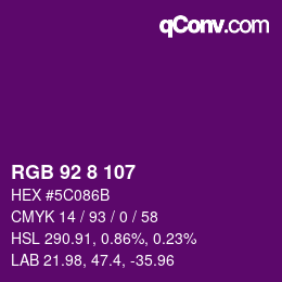 カラーコード: RGB 92 8 107 | qconv.com