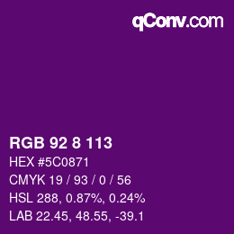 カラーコード: RGB 92 8 113 | qconv.com