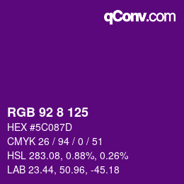 Color code: RGB 92 8 125 | qconv.com
