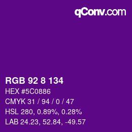 カラーコード: RGB 92 8 134 | qconv.com