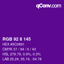 Color code: RGB 92 8 145 | qconv.com