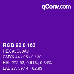 Color code: RGB 92 8 163 | qconv.com