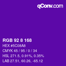 Color code: RGB 92 8 168 | qconv.com