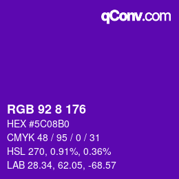 颜色代码: RGB 92 8 176 | qconv.com