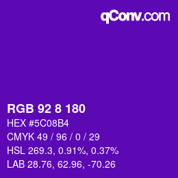 Color code: RGB 92 8 180 | qconv.com