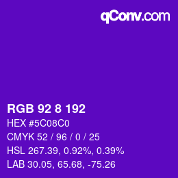 Color code: RGB 92 8 192 | qconv.com
