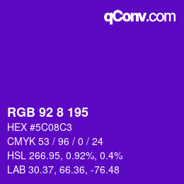 Color code: RGB 92 8 195 | qconv.com