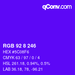 Color code: RGB 92 8 246 | qconv.com
