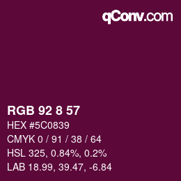 カラーコード: RGB 92 8 57 | qconv.com