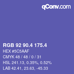 カラーコード: RGB 92 90.4 175.4 | qconv.com