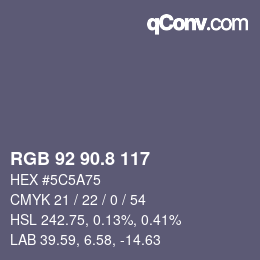 カラーコード: RGB 92 90.8 117 | qconv.com