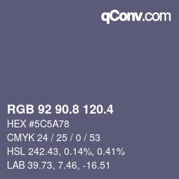 カラーコード: RGB 92 90.8 120.4 | qconv.com