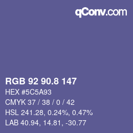 カラーコード: RGB 92 90.8 147 | qconv.com