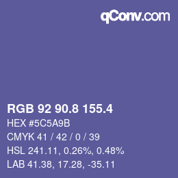 カラーコード: RGB 92 90.8 155.4 | qconv.com
