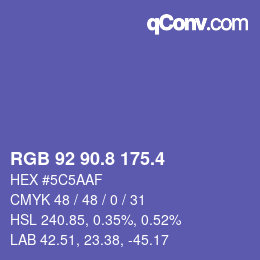 カラーコード: RGB 92 90.8 175.4 | qconv.com