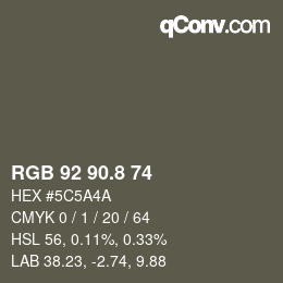カラーコード: RGB 92 90.8 74 | qconv.com