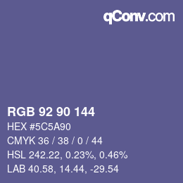 颜色代码: RGB 92 90 144 | qconv.com