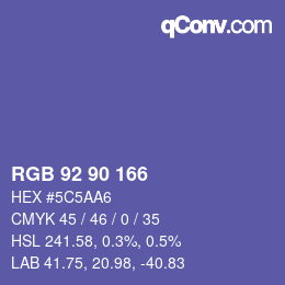 カラーコード: RGB 92 90 166 | qconv.com