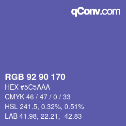 Color code: RGB 92 90 170 | qconv.com