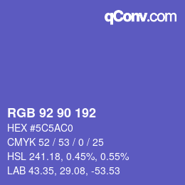 Color code: RGB 92 90 192 | qconv.com