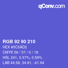 カラーコード: RGB 92 90 210 | qconv.com