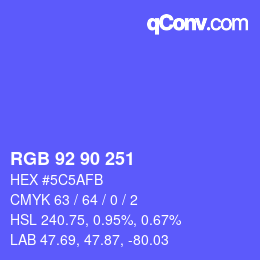 Color code: RGB 92 90 251 | qconv.com