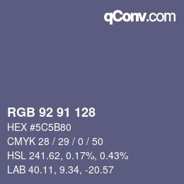 Color code: RGB 92 91 128 | qconv.com