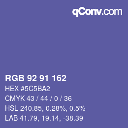 Color code: RGB 92 91 162 | qconv.com