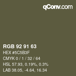 颜色代码: RGB 92 91 63 | qconv.com