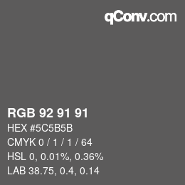 Color code: RGB 92 91 91 | qconv.com