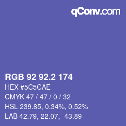 カラーコード: RGB 92 92.2 174 | qconv.com