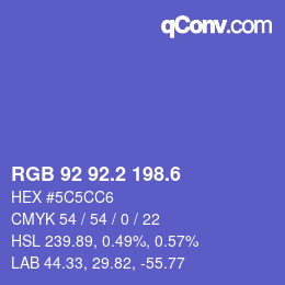 カラーコード: RGB 92 92.2 198.6 | qconv.com