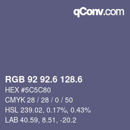 カラーコード: RGB 92 92.6 128.6 | qconv.com