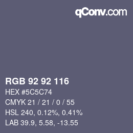 カラーコード: RGB 92 92 116 | qconv.com