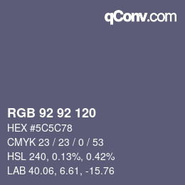 颜色代码: RGB 92 92 120 | qconv.com