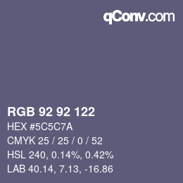 カラーコード: RGB 92 92 122 | qconv.com