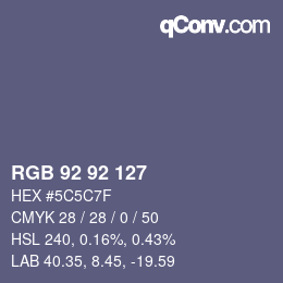 Color code: RGB 92 92 127 | qconv.com
