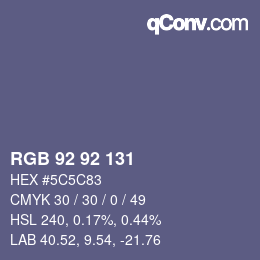 Color code: RGB 92 92 131 | qconv.com