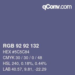 Color code: RGB 92 92 132 | qconv.com
